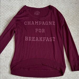 L.O.L. Vintage Burgundy 'Champagne for Breakfast' Long Sleeve Tee